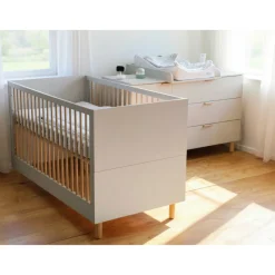 Chambre bébé duo lit 70x140 + commode à langer cosy clay