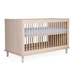 Chambre bébé duo lit 70x140 + commode à langer nordica naturel avec pieds chêne