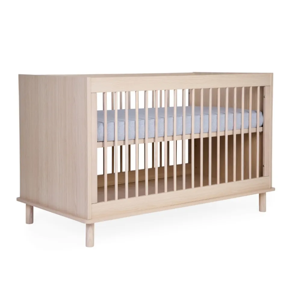 Chambre bébé duo lit 70x140 + commode à langer nordica naturel avec pieds chêne