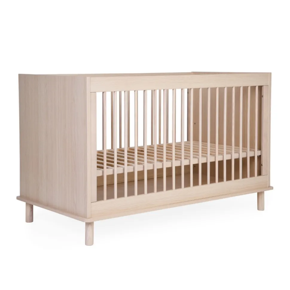 Chambre bébé duo lit 70x140 + commode à langer nordica naturel avec pieds chêne