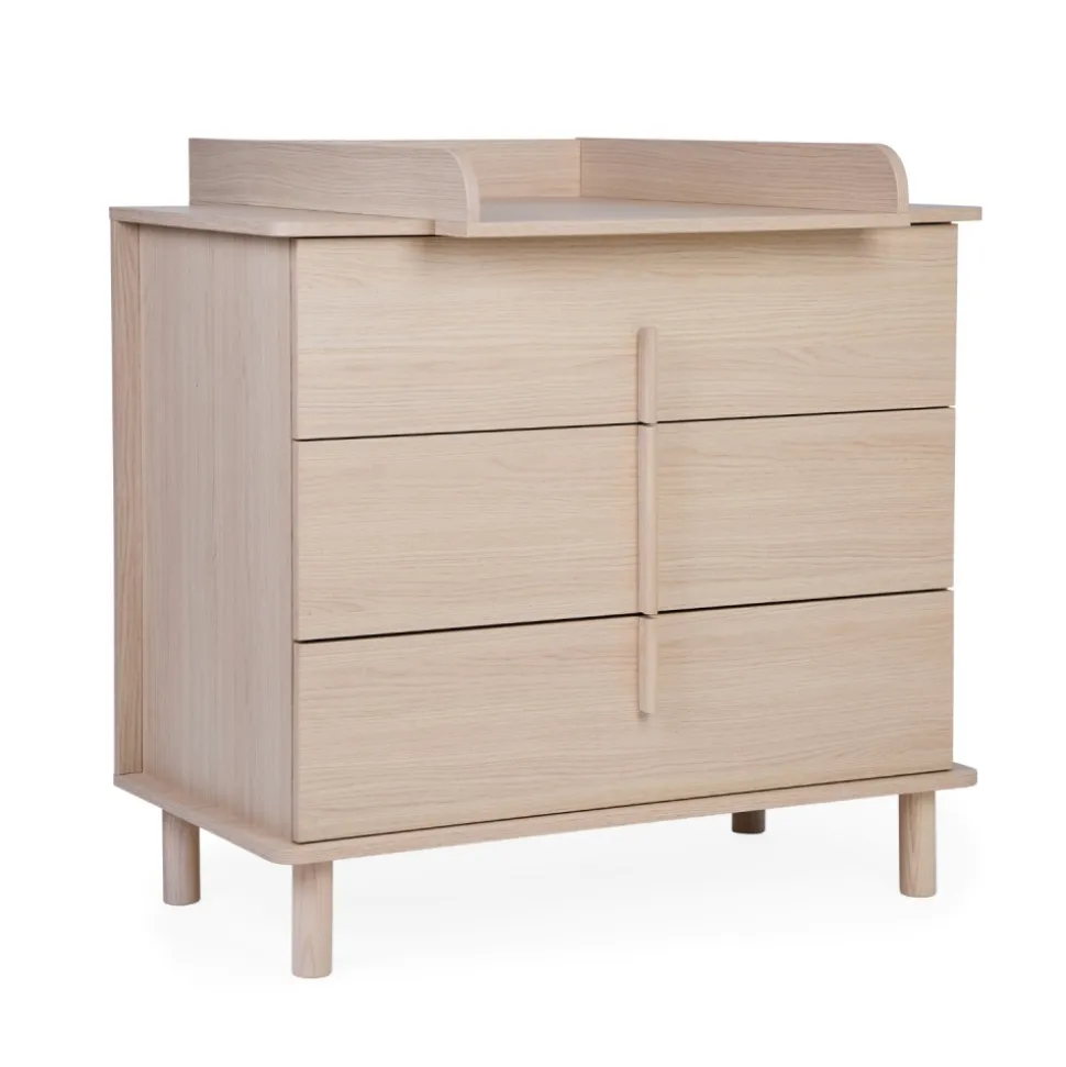Chambre bébé duo lit 70x140 + commode à langer nordica naturel avec pieds chêne