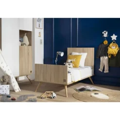 Chambre bébé duo lit 70x140 + commode seventies bois