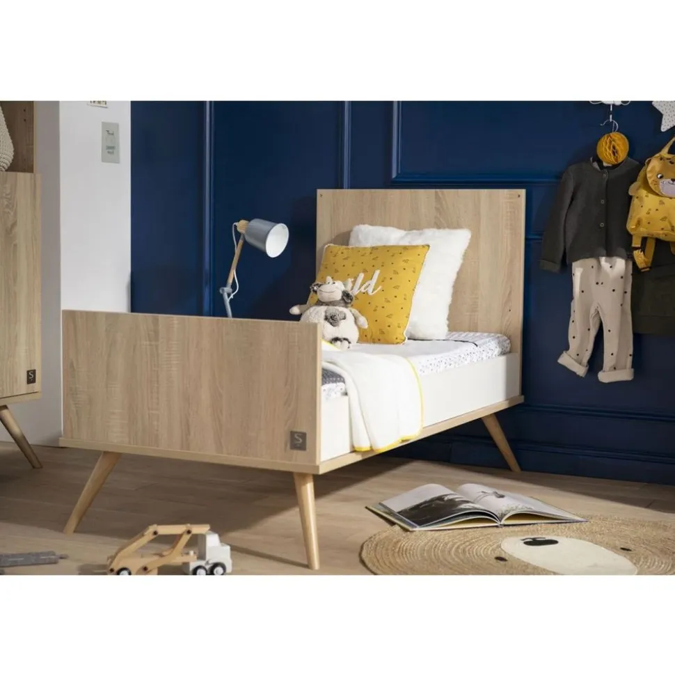 Chambre bébé duo lit 70x140 + commode seventies bois