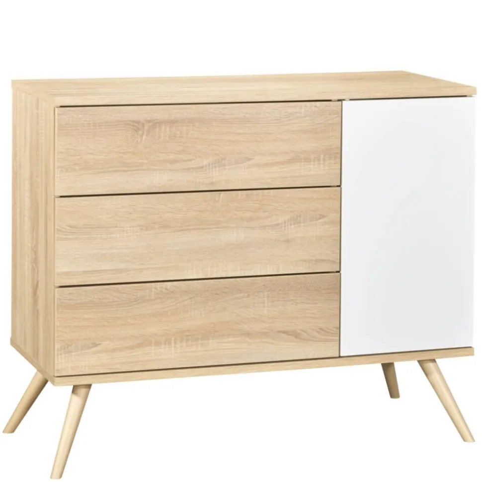Chambre bébé duo lit 70x140 + commode seventies bois