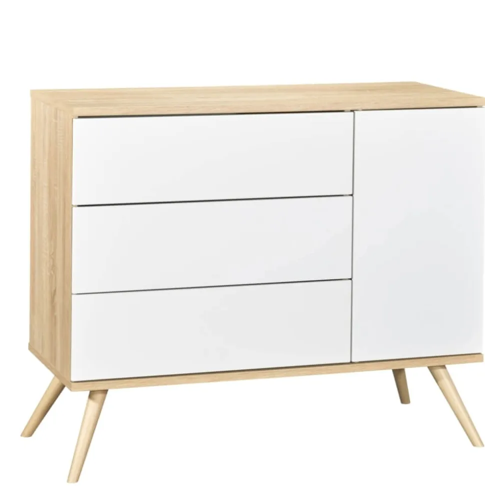 Chambre bébé duo lit 70x140 + commode seventies blanc