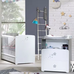 Chambre bébé duo lit 120x60 + commode 2 tiroirs et une niche nao