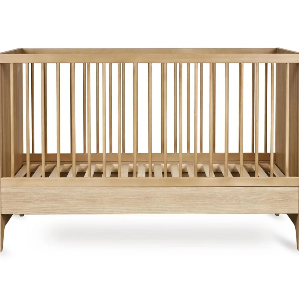 Chambre bébé duo tsugi lit évolutif 70 x 140 cm avec commode et plan à langer honey ash