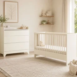 Chambre bébé duo tsugi lit évolutif 70 x 140 cm avec commode et plan à langer butter