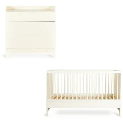 Chambre bébé duo tsugi lit évolutif 70 x 140 cm avec commode et plan à langer butter