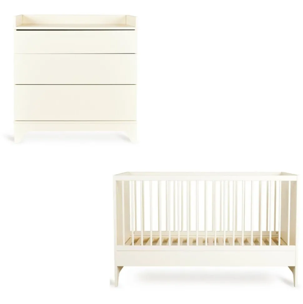 Chambre bébé duo tsugi lit évolutif 70 x 140 cm avec commode et plan à langer butter