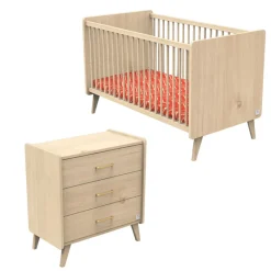 Chambre bébé duo 70x140cm + commode arty