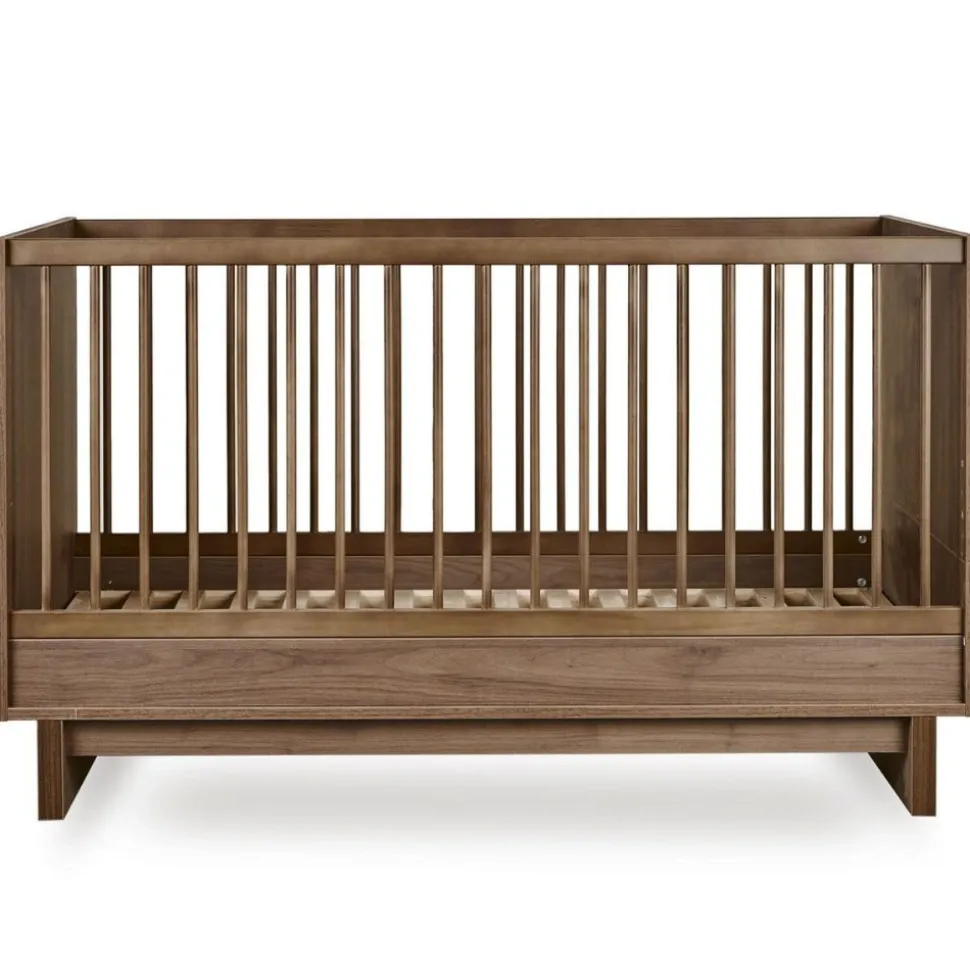 Chambre bébé trio kyo lit 70 x 140 cm + armoire xl + commode avec plan à langer - walnut