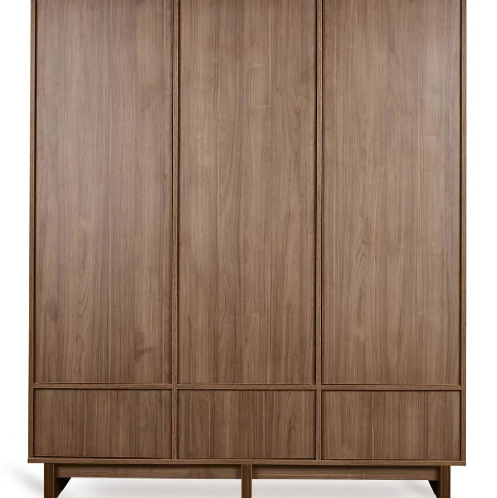 Chambre bébé trio kyo lit 70 x 140 cm + armoire xl + commode avec plan à langer - walnut
