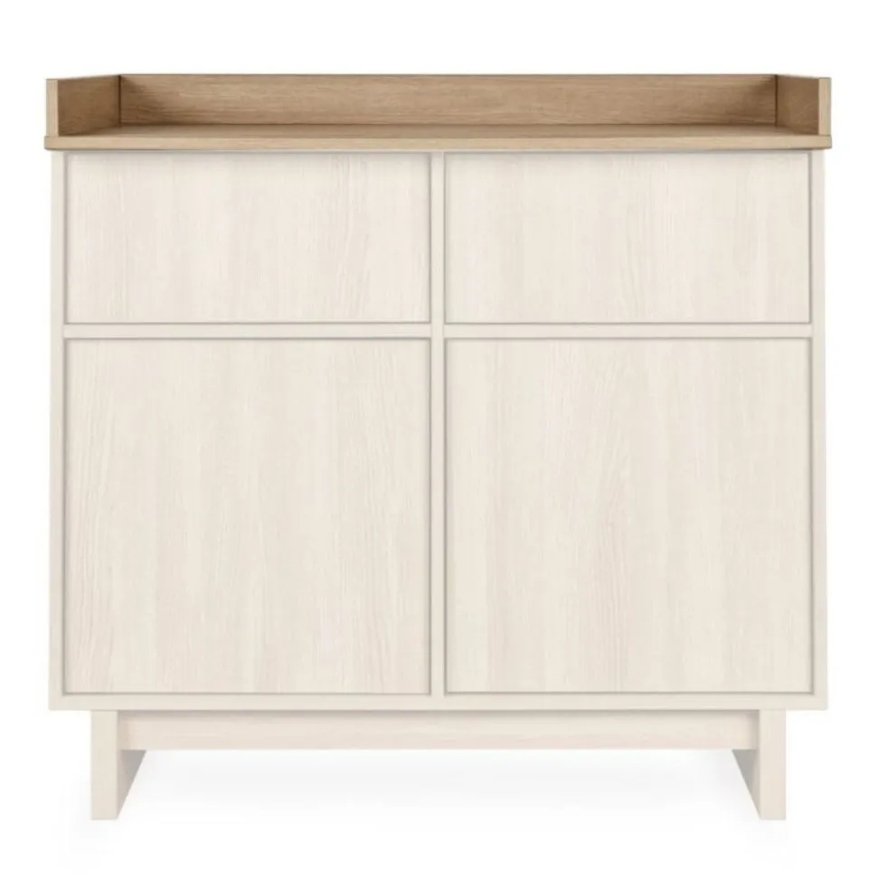 Chambre bébé trio kyo lit 70 x 140 cm + armoire xl + commode avec plan à langer - honey ash