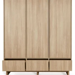 Chambre bébé trio kyo lit 70 x 140 cm + armoire xl + commode avec plan à langer - honey ash