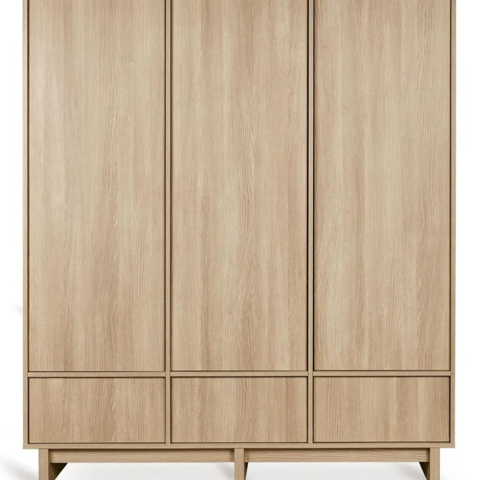 Chambre bébé trio kyo lit 70 x 120 cm + armoire xl + commode xl avec plan à langer - honey ash