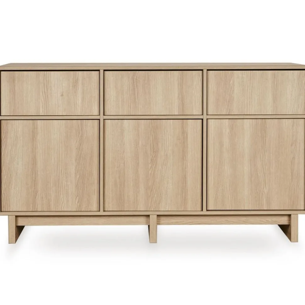 Chambre bébé trio kyo lit 70 x 120 cm + armoire xl + commode xl avec plan à langer - honey ash