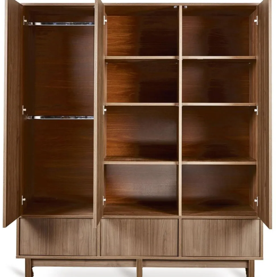 Chambre bébé trio kyo lit 70 x 120 cm + armoire xl + commode avec plan à langer - walnut