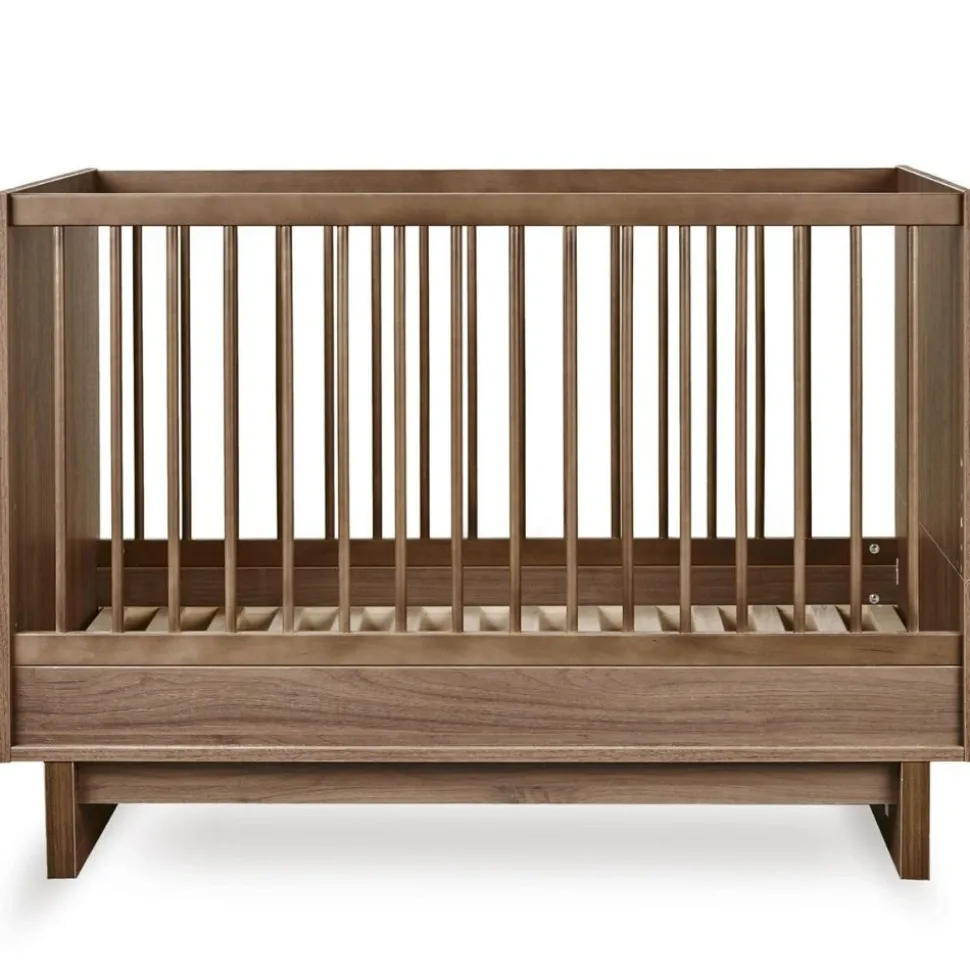 Chambre bébé trio kyo lit 70 x 120 cm + armoire xl + commode avec plan à langer - walnut