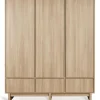 Chambre bébé trio kyo lit 70 x 120 cm + armoire xl + commode avec plan à langer - honey ash