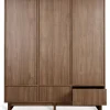 Chambre bébé trio kyo lit 70 x 120 cm + armoire xl + commode xl avec plan à langer - walnut