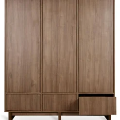 Chambre bébé trio kyo lit 70 x 120 cm + armoire xl + commode xl avec plan à langer - walnut