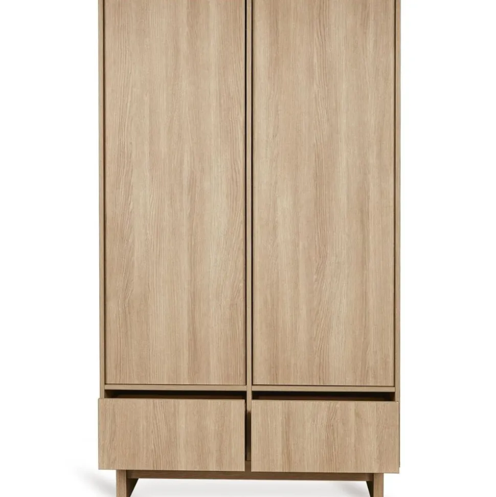Chambre bébé trio kyo lit 70 x 120 cm + armoire + commode xl avec plan à langer - honey ash