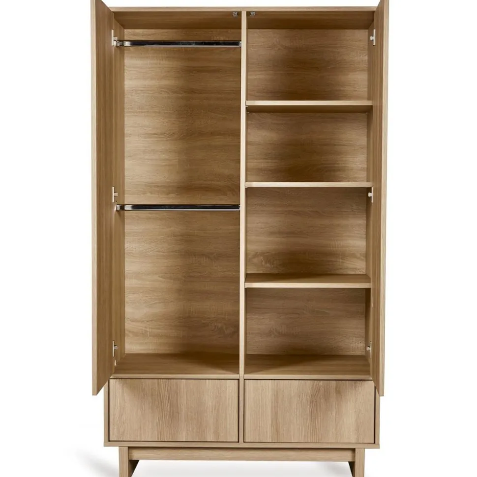Chambre bébé trio kyo lit 70 x 120 cm + armoire + commode xl avec plan à langer - honey ash