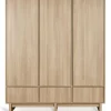 Chambre bébé trio kyo lit 70 x 140 cm + armoire xl + commode xl avec plan à langer honey ash