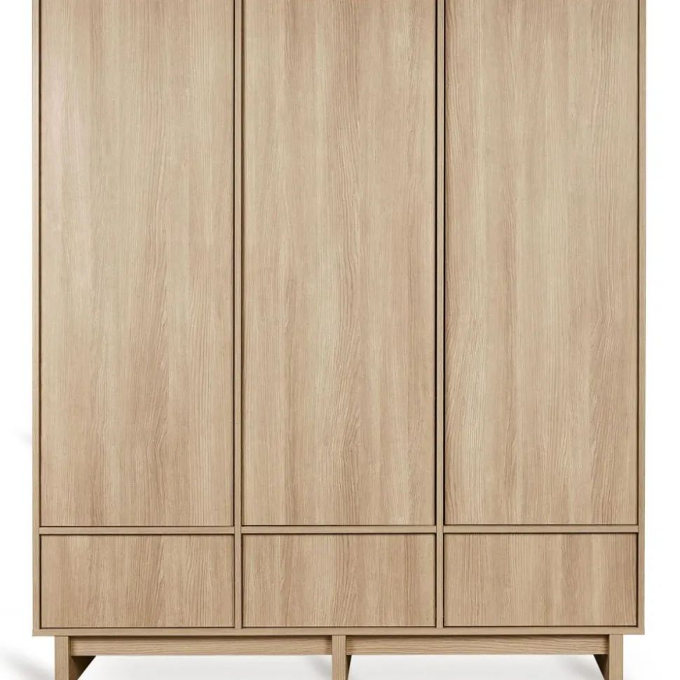 Chambre bébé trio kyo lit 70 x 140 cm + armoire xl + commode xl avec plan à langer honey ash