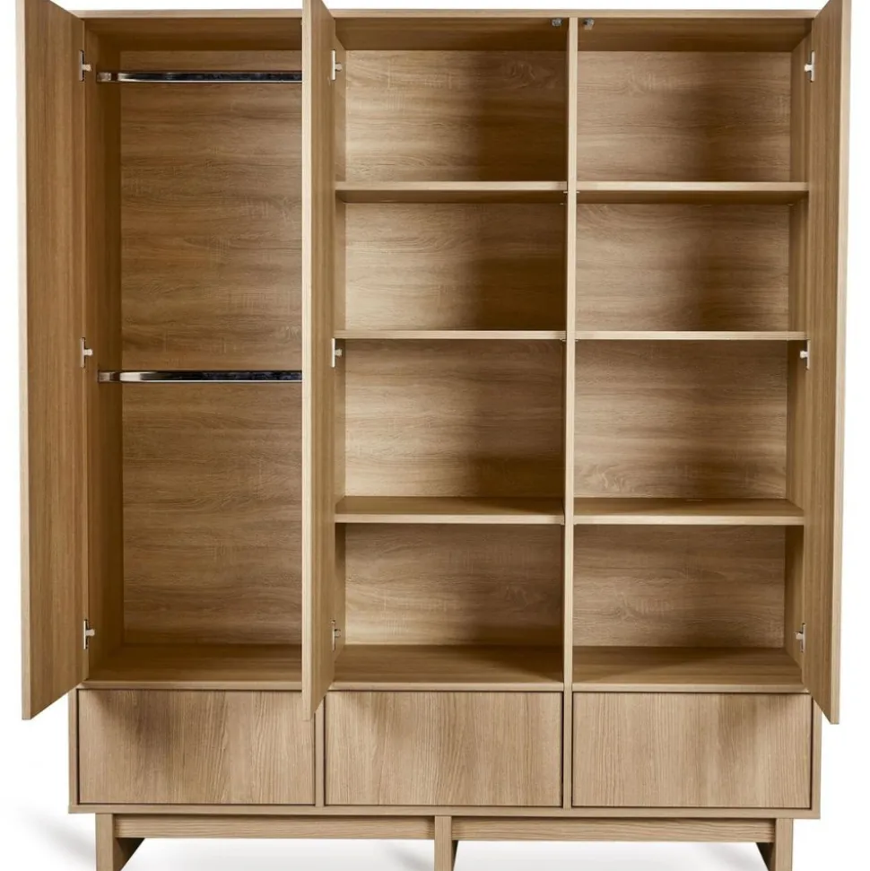 Chambre bébé trio kyo lit 70 x 140 cm + armoire xl + commode xl avec plan à langer honey ash