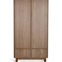 Chambre bébé trio kyo lit 70 x 120 cm + armoire + commode xl avec plan à langer - walnut