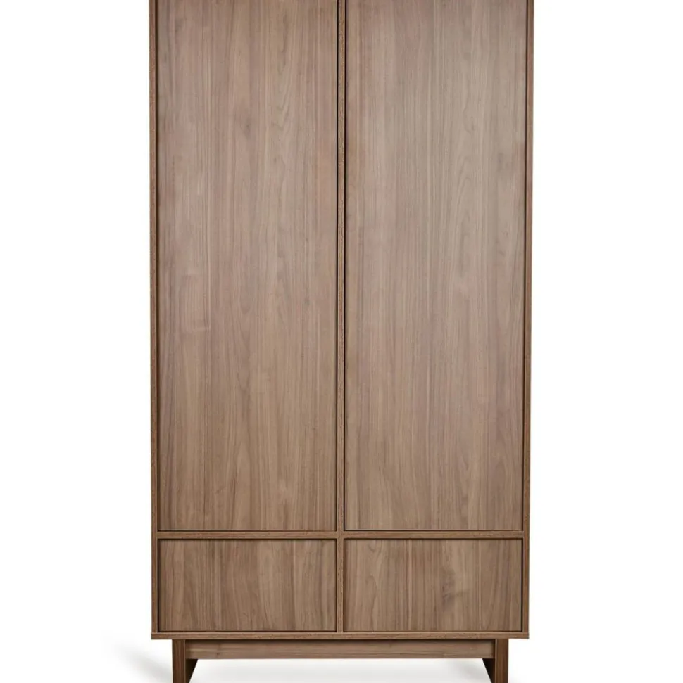 Chambre bébé trio kyo lit 70 x 120 cm + armoire + commode xl avec plan à langer - walnut