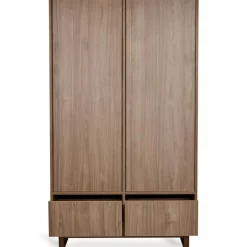 Chambre bébé trio kyo lit 70 x 120 cm + armoire + commode xl avec plan à langer - walnut