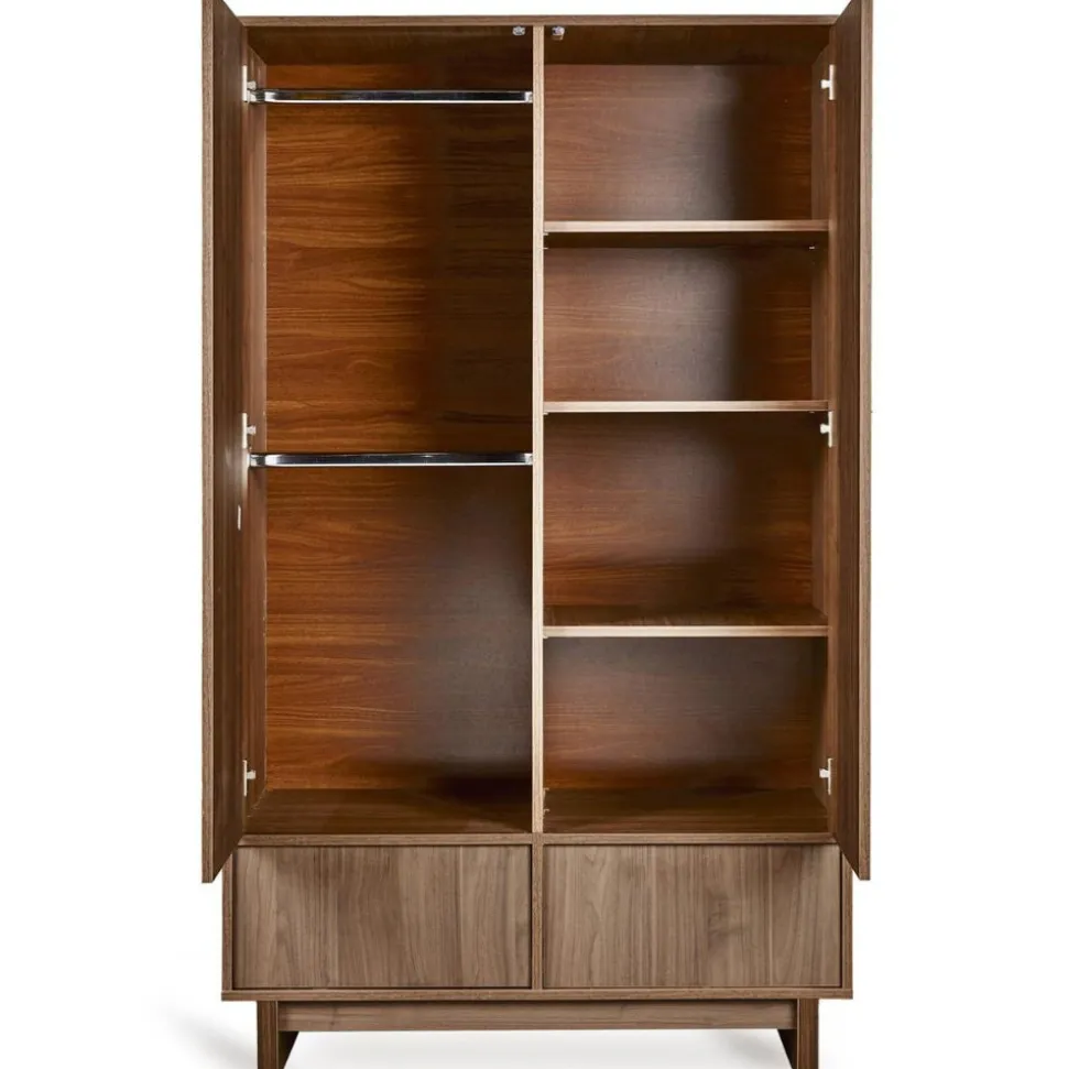 Chambre bébé trio kyo lit 70 x 120 cm + armoire + commode xl avec plan à langer - walnut