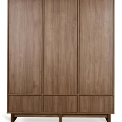Chambre bébé trio kyo lit 70 x 140 cm + armoire xl + commode xl avec plan à langer - walnut