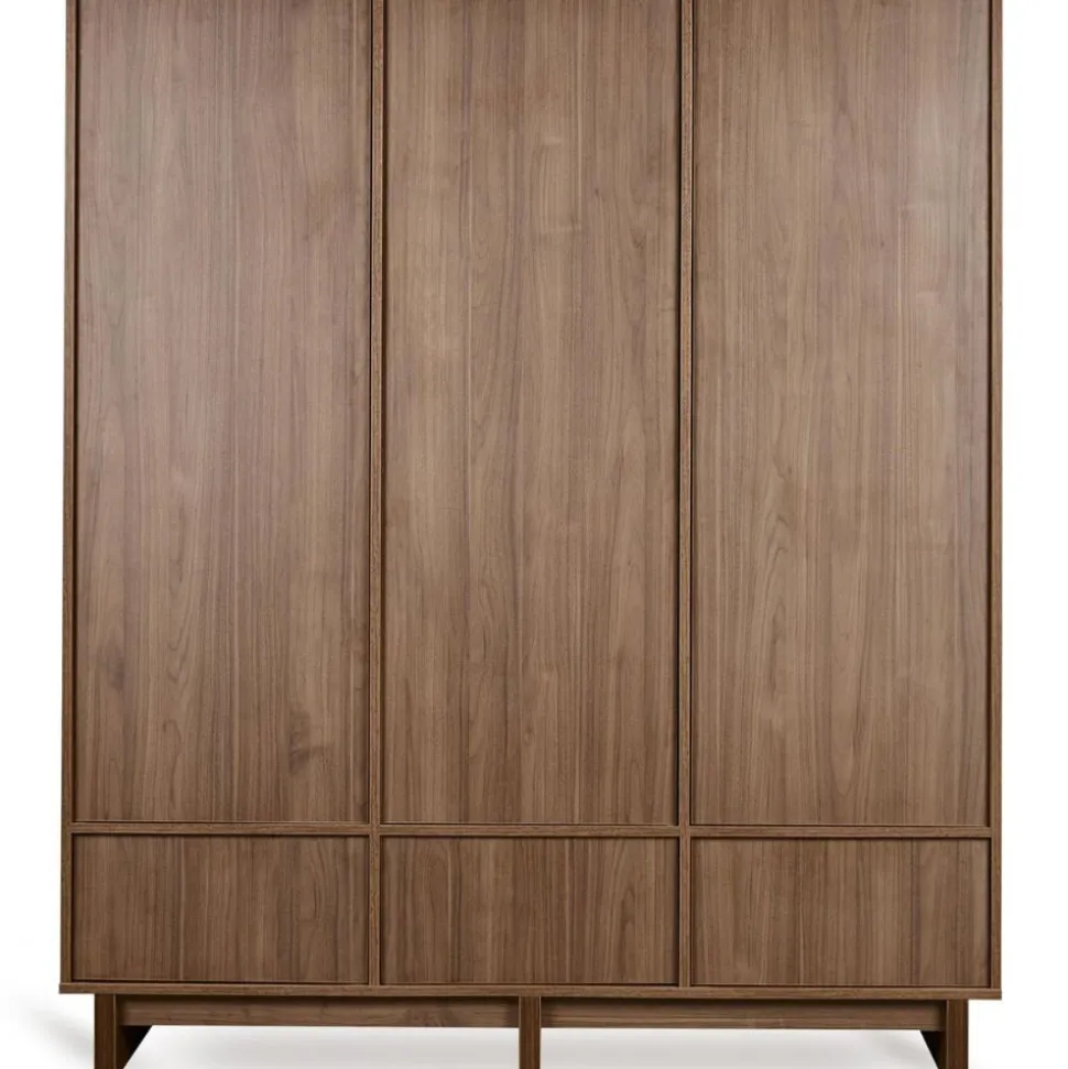Chambre bébé trio kyo lit 70 x 140 cm + armoire xl + commode xl avec plan à langer - walnut