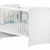 Chambre bébé trio lit bébé blanc + commode à langer 3 tiroirs boutons coeur + armoire 2 portes boutons coeur basic