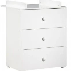 Chambre bébé trio lit bébé blanc 120x60 + commode à langer 3 tiroirs + armoire 2 portes basic blanc