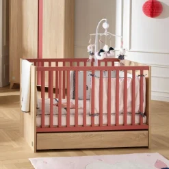 Chambre bébé trio lit bébé 60x120 + commode+armoire nova rose canyon