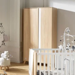 Chambre bébé trio lit bébé 60x120 + commode+armoire nova blanc lin