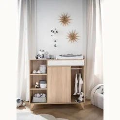 Chambre bébé trio lit bébé 60x120 + commode+armoire nova blanc lin