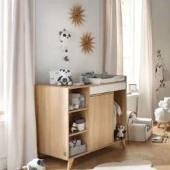 Chambre bébé trio lit bébé 60x120 + commode+armoire nova blanc lin