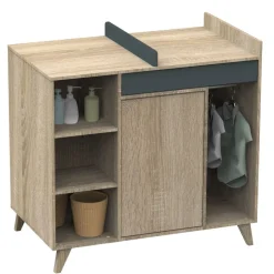 Chambre bébé trio lit bébé 60x120 + commode+armoire nova gris volcan