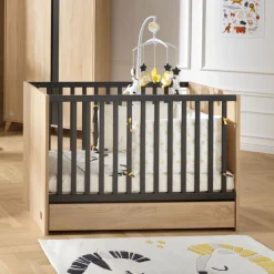 Chambre bébé trio lit bébé 60x120 + commode+armoire nova gris volcan