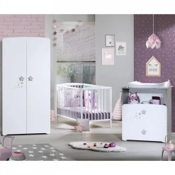 Chambre bébé trio lit little big bed + commode + armoire nao