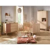 Chambre bébé trio lit 70x140cm bois + commode + armoire terracotta seventies