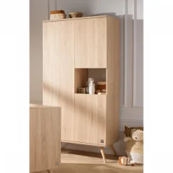Chambre bébé trio lit 70x140cm bois + commode + armoire terracotta seventies