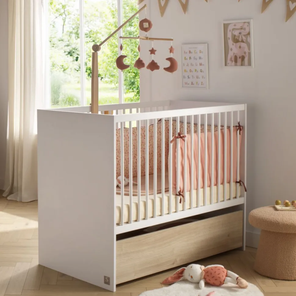 Chambre bébé trio lit 60x120cm + commode 3 tiroirs + armoire paloma