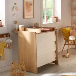 Chambre bébé trio lit 70x140cm + commode + armoire vanille